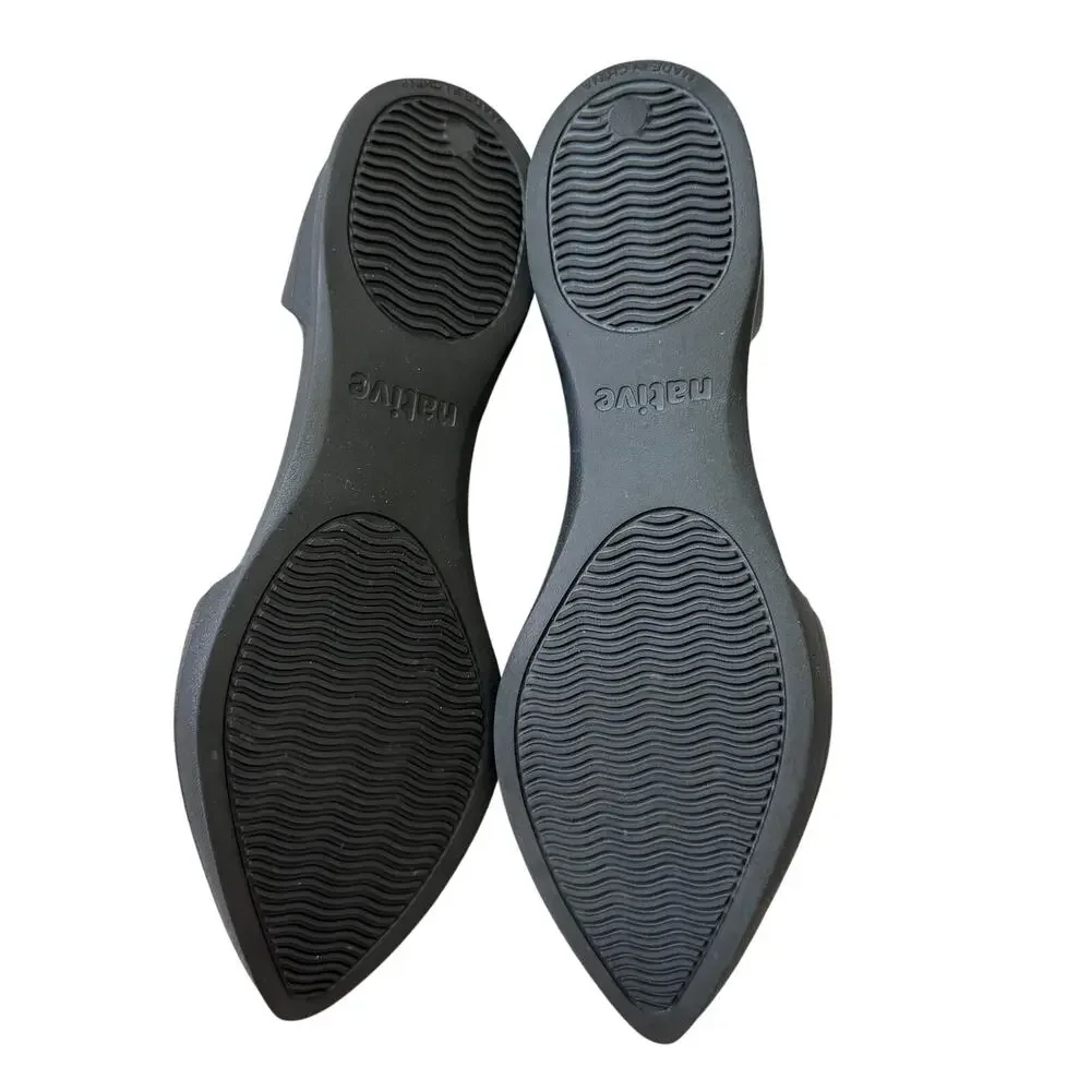 Native Audrey Black Pointed‑Toe Flats Slip‑On Women’s Size 8